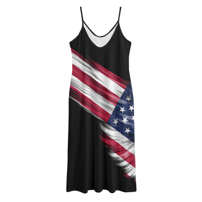 American Flag Wing Print Jersey Midi Cami Dress