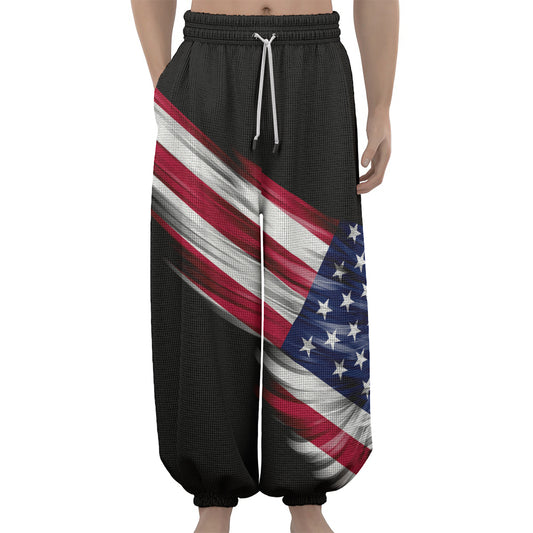 American Flag Wing Print Lantern Pants