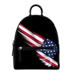 American Flag Wing Print Leather Backpack