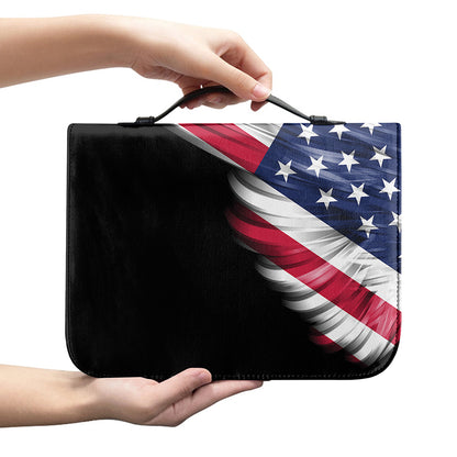 American Flag Wing Print Leather Bible Cover