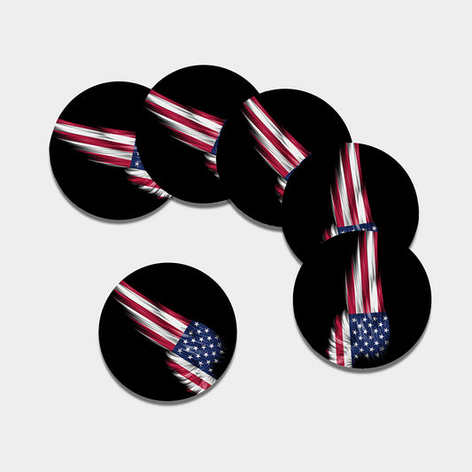 American Flag Wing Print Leather Coaster Set
