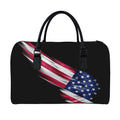 American Flag Wing Print Leather Duffel Bag