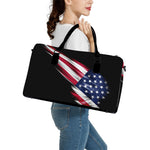 American Flag Wing Print Leather Duffle Bag