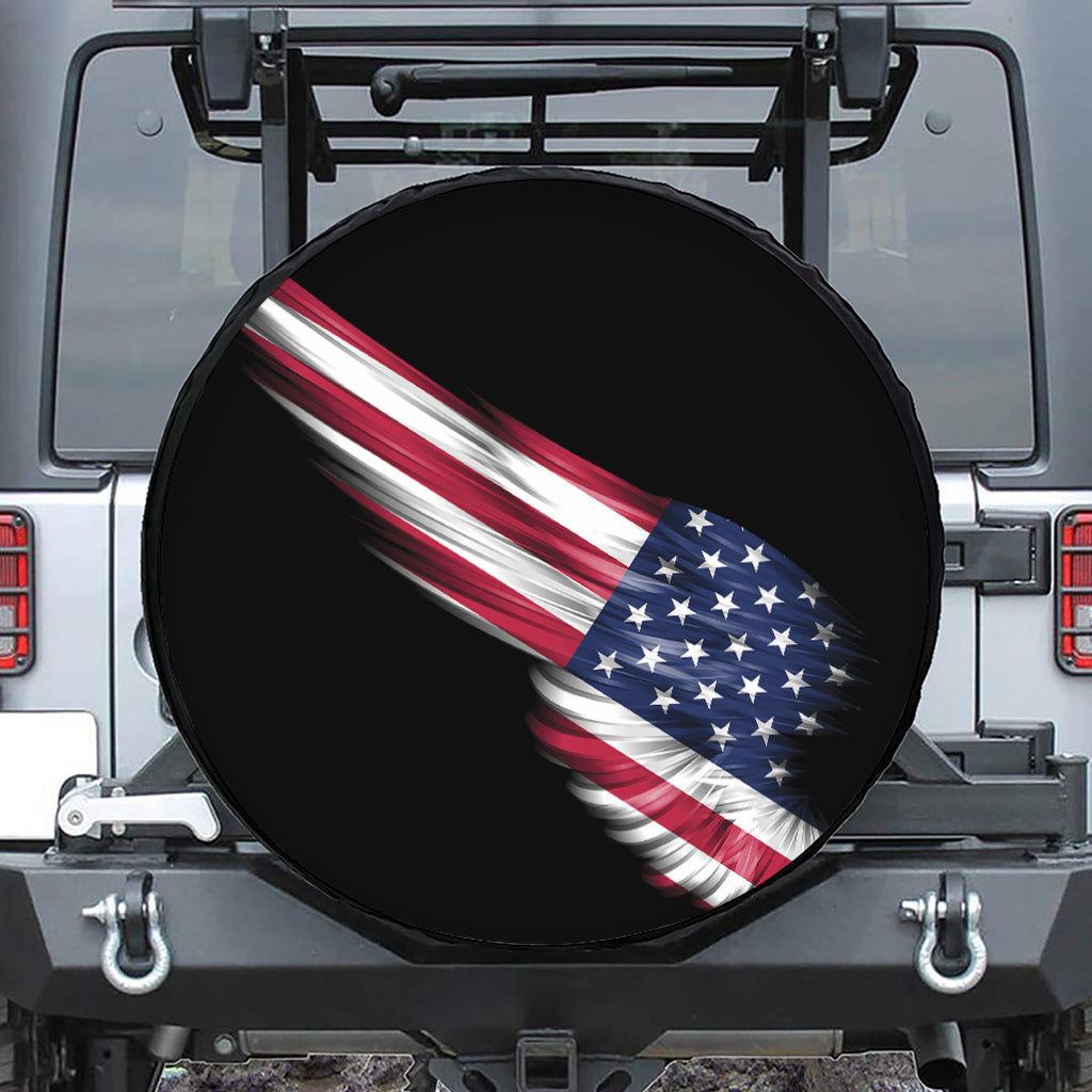 American Flag Wing Print Leather Spare Tire Cover