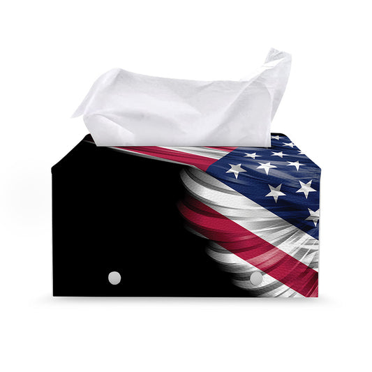 American Flag Wing Print Leather Tissue Box Cover