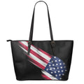 American Flag Wing Print Leather Tote Bag With Zipper