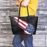 American Flag Wing Print Leather Tote Bag
