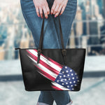 American Flag Wing Print Leather Tote Bag