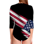 American Flag Wing Print Long Sleeve Swimsuit