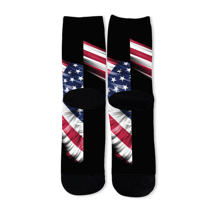 American Flag Wing Print Long Socks