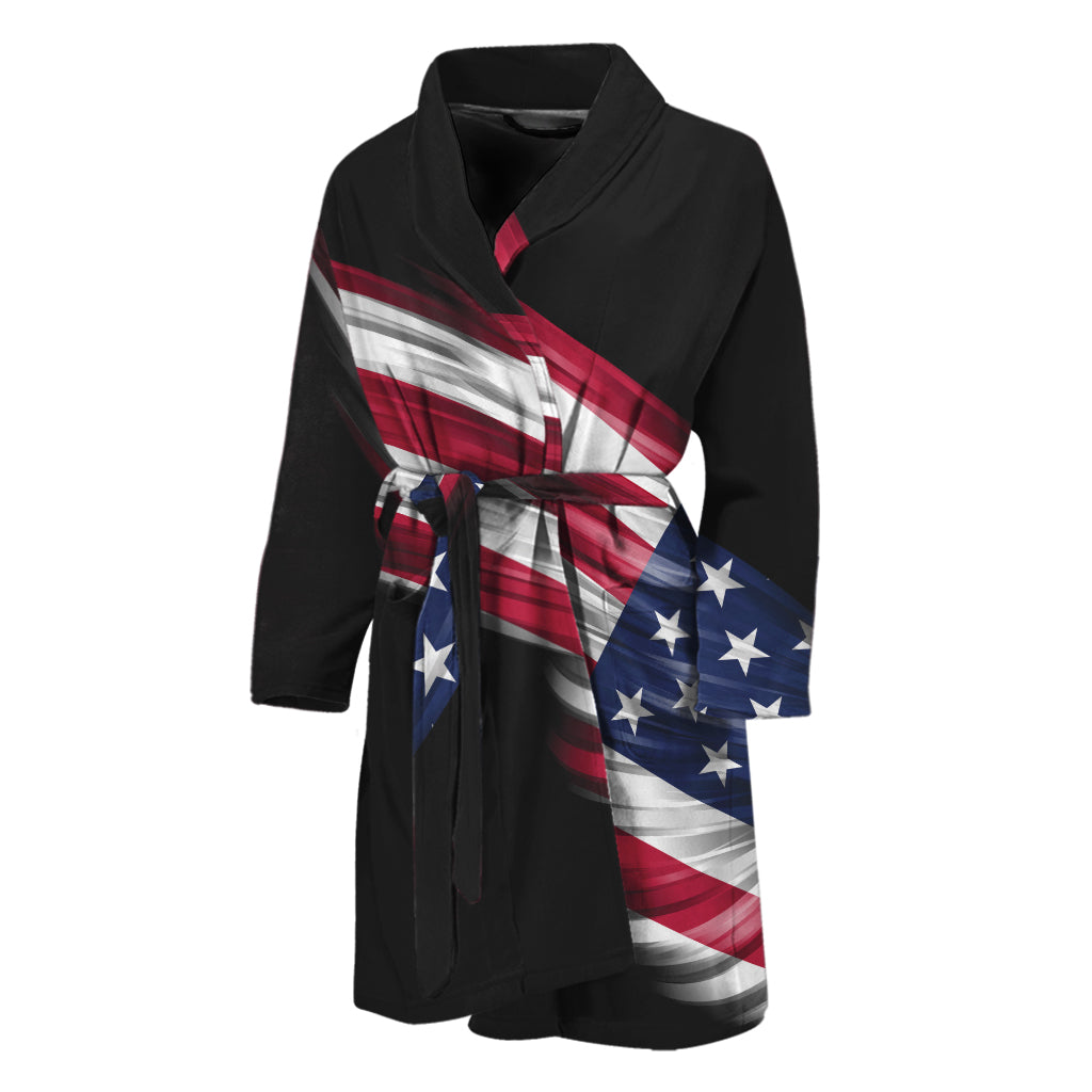 American Flag Wing Print Men's Bathrobe