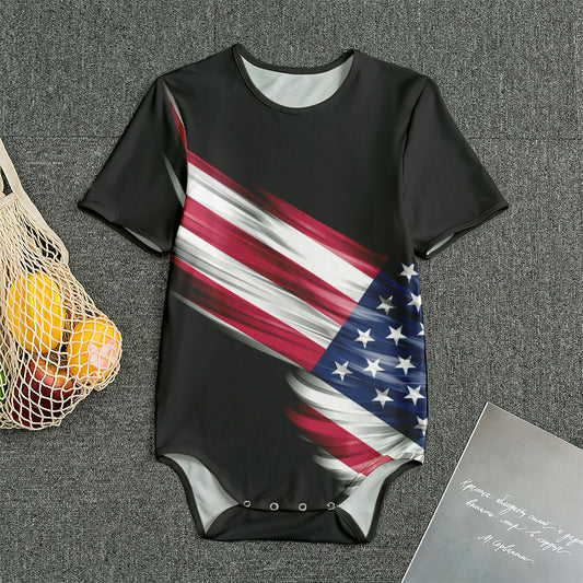 American Flag Wing Print Men's Bodysuit