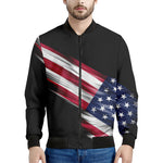 American Flag Wing Print Men's Bomber Jacket