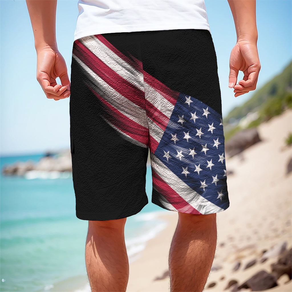 American Flag Wing Print Men's Cargo Shorts