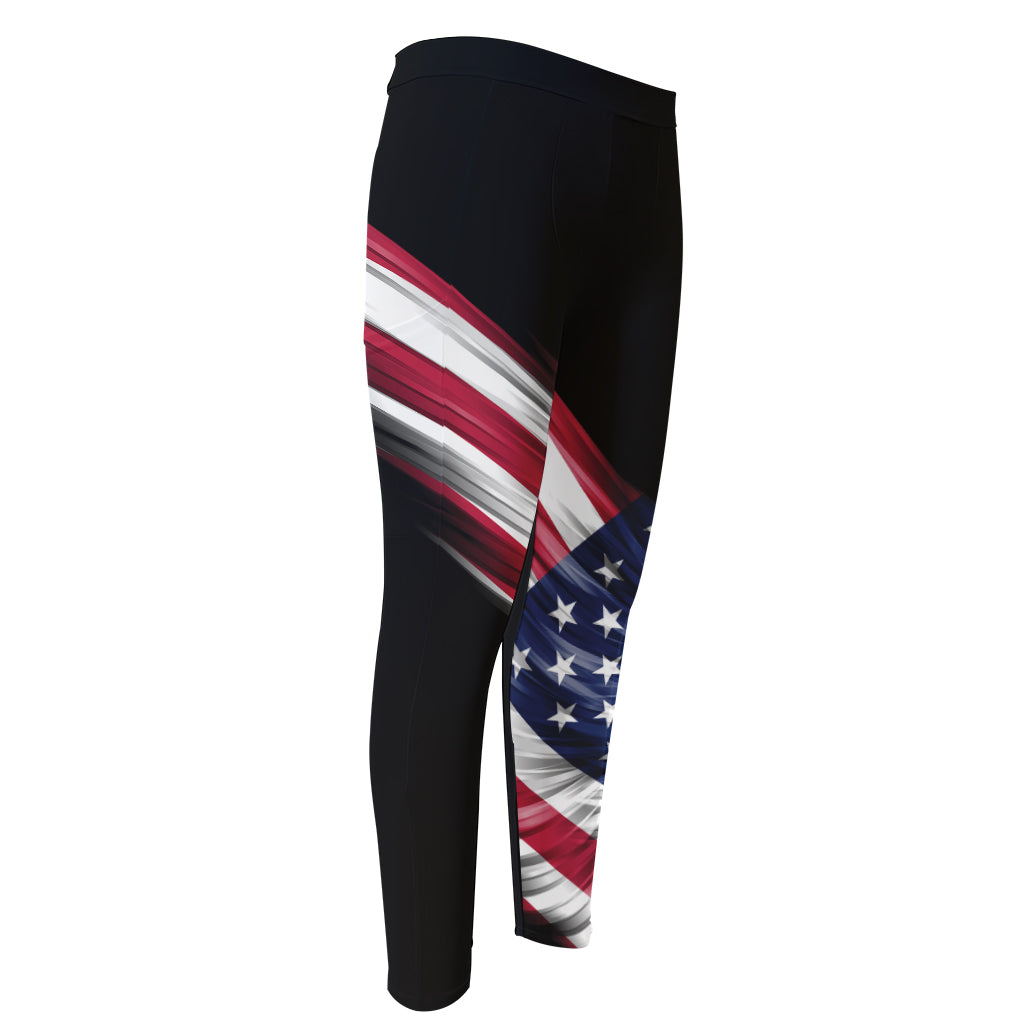 American Flag Wing Print Men's Compression Pants