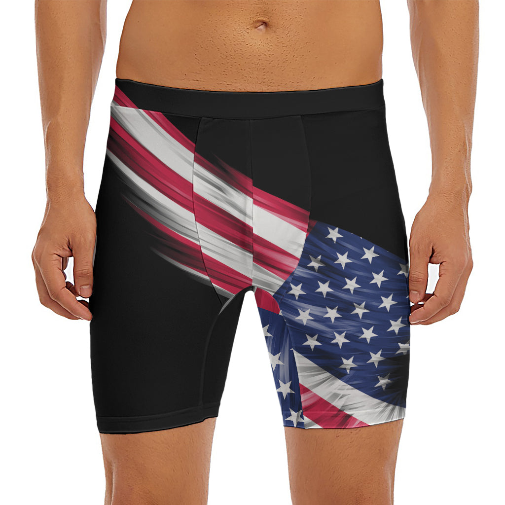 American Flag Wing Print Men's Long Boxer Briefs