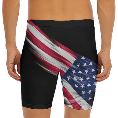 American Flag Wing Print Men's Long Boxer Briefs