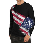 American Flag Wing Print Men's Long Sleeve Rash Guard