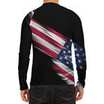 American Flag Wing Print Men's Long Sleeve Rash Guard