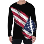 American Flag Wing Print Men's Long Sleeve T-Shirt