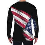 American Flag Wing Print Men's Long Sleeve T-Shirt