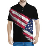 American Flag Wing Print Men's Polo Shirt