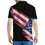 American Flag Wing Print Men's Polo Shirt