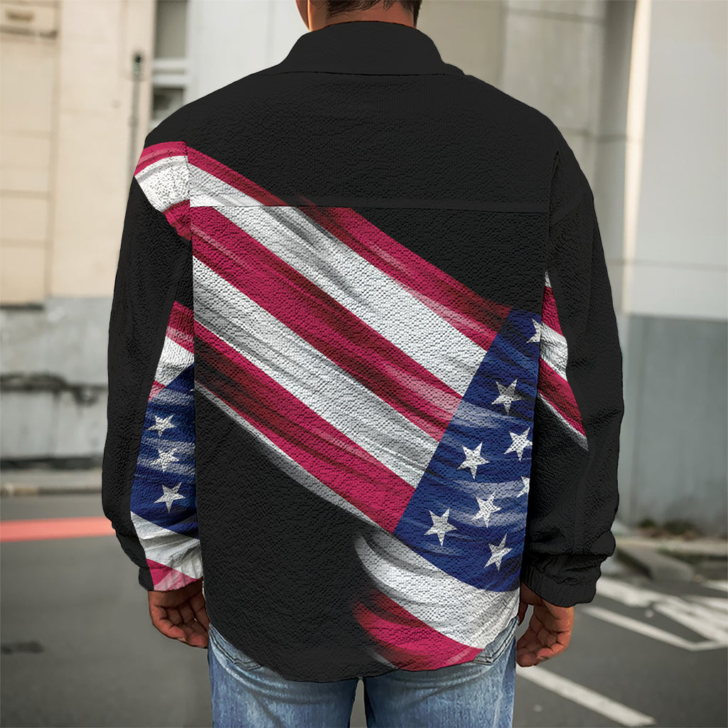 American Flag Wing Print Men's Shirt Jacket
