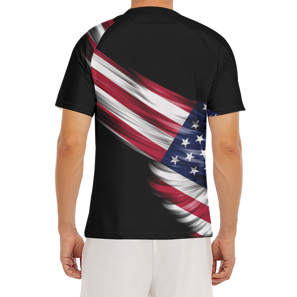 American Flag Wing Print Men's Short Sleeve Rash Guard