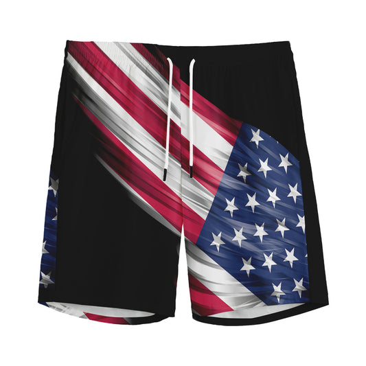 American Flag Wing Print Men's Sports Shorts