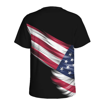 American Flag Wing Print Men's Sports T-Shirt