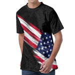 American Flag Wing Print Men's Velvet T-Shirt