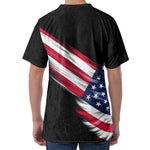 American Flag Wing Print Men's Velvet T-Shirt