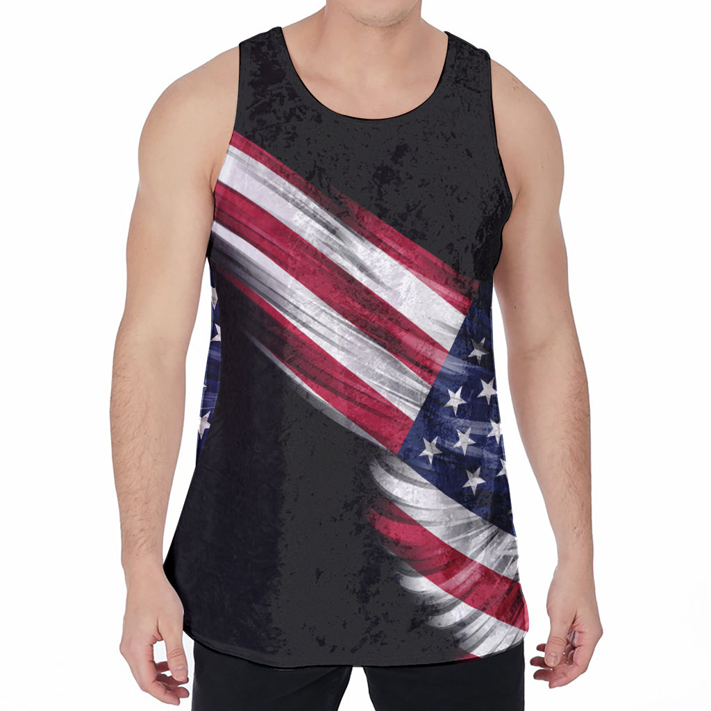 American Flag Wing Print Men's Velvet Tank Top