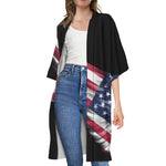 American Flag Wing Print Open Front Beach Cover Up
