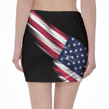American Flag Wing Print Pencil Mini Skirt