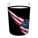 American Flag Wing Print Round Laundry Basket