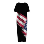 American Flag Wing Print Short Sleeve Long Nightdress