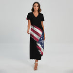 American Flag Wing Print Short Sleeve Maxi Dress