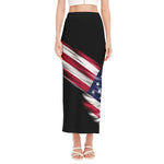 American Flag Wing Print Side Slit Maxi Skirt