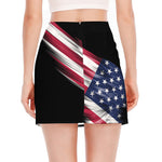 American Flag Wing Print Side Slit Mini Skirt