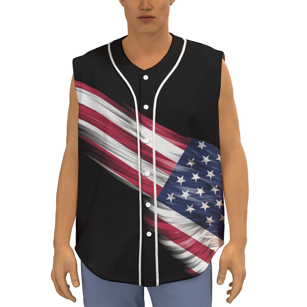 American Flag Wing Print Sleeveless Baseball Jersey