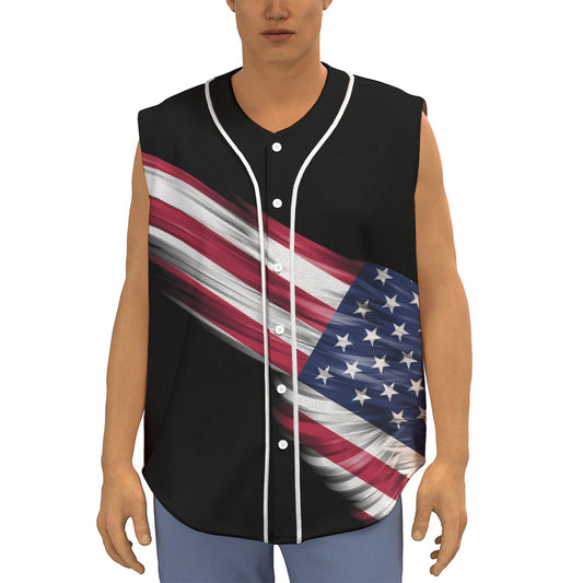 American Flag Wing Print Sleeveless Baseball Jersey