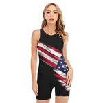 American Flag Wing Print Sleeveless One Piece Swimsuit