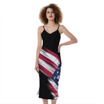 American Flag Wing Print Slim Fit Midi Cami Dress