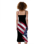 American Flag Wing Print Slim Fit Midi Cami Dress