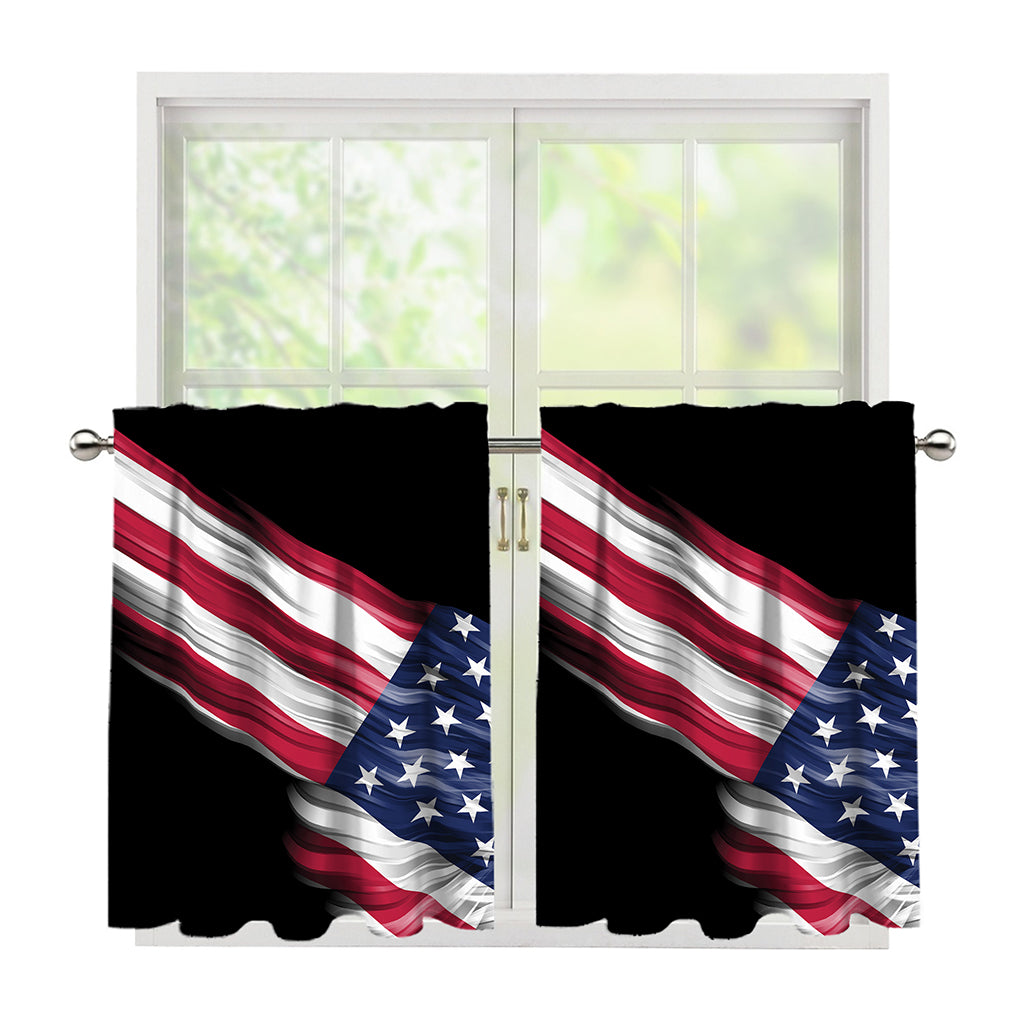 American Flag Wing Print Tier Curtains