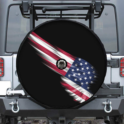 American Flag Wing Print Tire Cover With Camera Hole