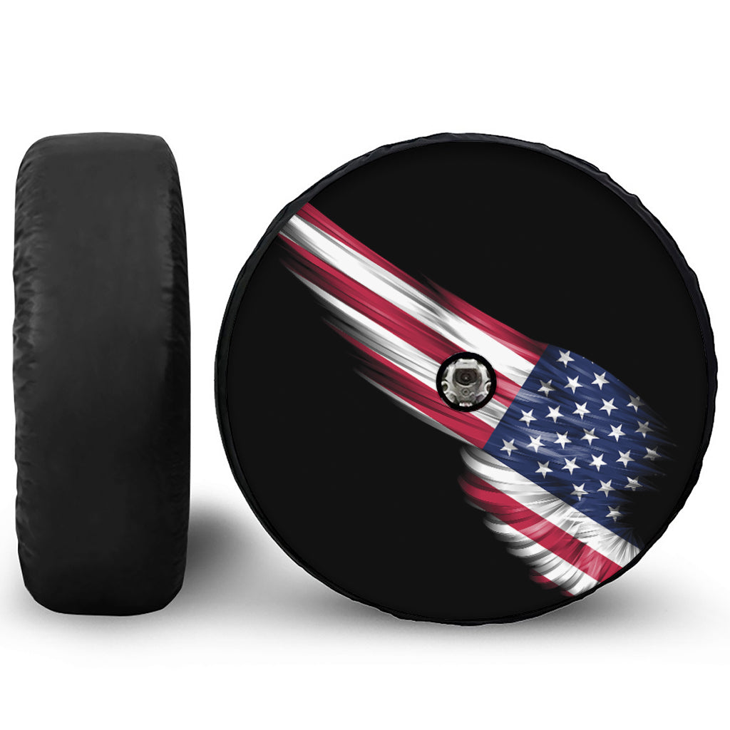 American Flag Wing Print Tire Cover With Camera Hole