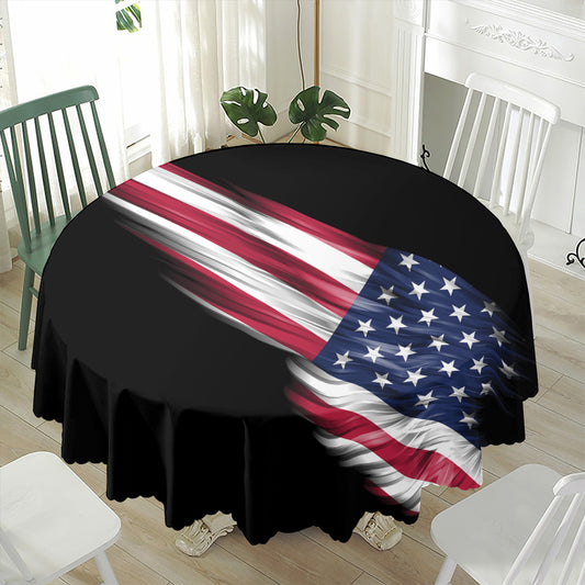 American Flag Wing Print Waterproof Round Tablecloth